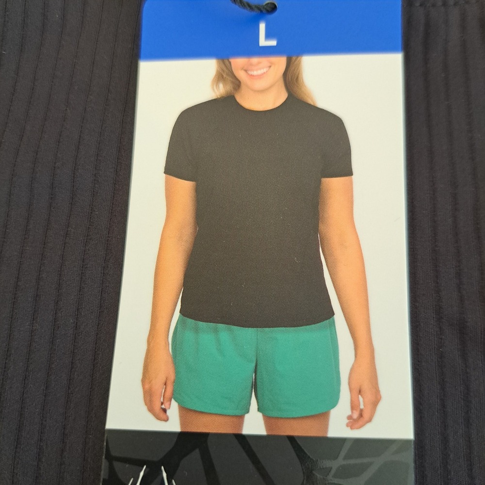 Spyder Womens Tee Large Black NWT Ribbed Activewear Performance 1722-154